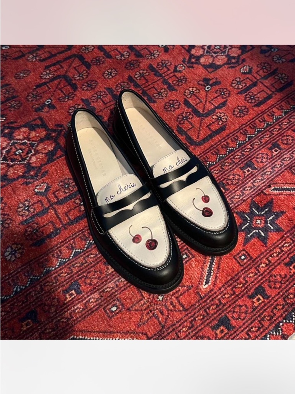 Black and White Cherry mo Cherie Women’s Loafers